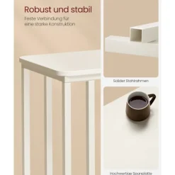 Rootz cremehvidt sidebord - Endebord - Natbord - Spånpladestål - Justerbare fødder - Hjul - Letvægts - 35cm x 50cm x 60cm