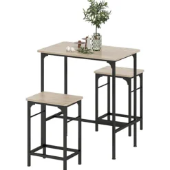 Rootz 3-delt barbordssæt - Bartisch med barstole - Industrielt spisebordssæt - Skridsikre fodpuder - 80 cm x 50 cm x 87 cm