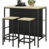 Rootz 3-delt barbordssæt - barstole - pubbord - pletbestandigt - pladsbesparende - stålstel - 100W x 60D x 95H cm (Bord), 32W x 32D x 68H cm (skammel) | Fyndiq