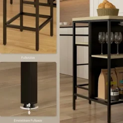 Rootz 3-delt barbordssæt - barstole - pubbord - pletbestandigt - pladsbesparende - stålstel - 100W x 60D x 95H cm (Bord), 32W x 32D x 68H cm (skammel) | Fyndiq