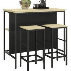 Rootz 3-delt barbordssæt - barstole - pubbord - pletbestandigt - pladsbesparende - stålstel - 100W x 60D x 95H cm (Bord), 32W x 32D x 68H cm (skammel) | Fyndiq