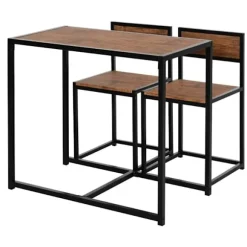Rootz 3-delt barbordssæt - højt bordsæt - 3 stk - 2 stole - 1 bord - brun + sort - 90 cm x 47 cm x 76 cm