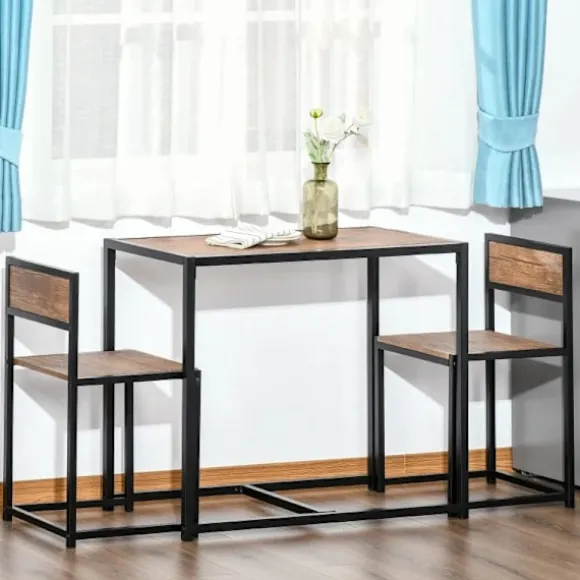 Rootz 3-delt barbordssæt - højt bordsæt - 3 stk - 2 stole - 1 bord - brun + sort - 90 cm x 47 cm x 76 cm