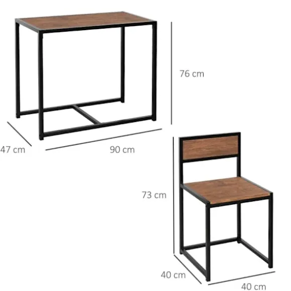 Rootz 3-delt barbordssæt - højt bordsæt - 3 stk - 2 stole - 1 bord - brun + sort - 90 cm x 47 cm x 76 cm