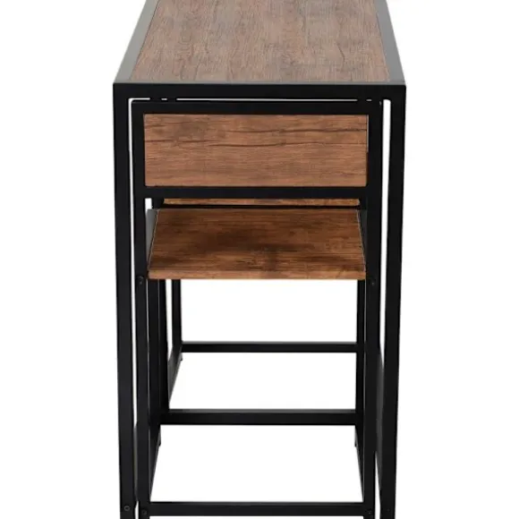 Rootz 3-delt barbordssæt - højt bordsæt - 3 stk - 2 stole - 1 bord - brun + sort - 90 cm x 47 cm x 76 cm