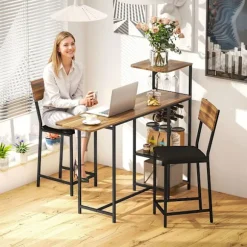 Rootz 3-delt barbordssæt - Pubbord - Højt bord - Vinopbevaring - 110-140 cm x 40 cm x 116 cm
