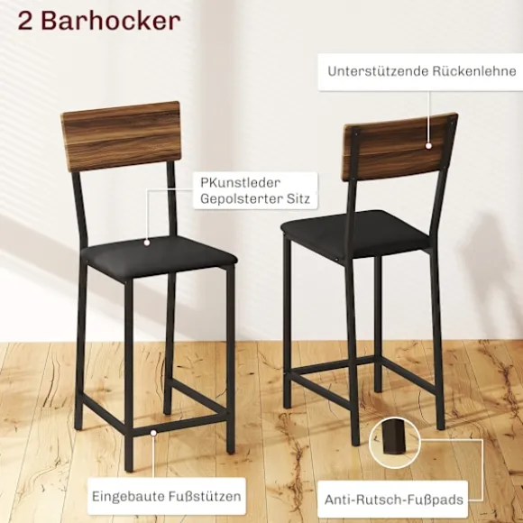 Rootz 3-delt barbordssæt - Pubbord - Højt bord - Vinopbevaring - 110-140 cm x 40 cm x 116 cm