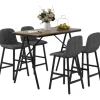 Rootz 5-delt barbordssæt - Spisebordssæt - Pubbord og stole - Industrielt design - Pladsbesparende - Mørkegrå - 120 cm x 60 cm x 91 cm