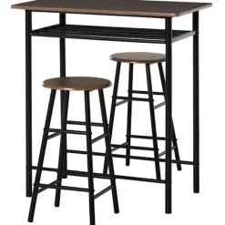 Rootz 3-delt barbordssæt - spisestuesæt - møbler i industriel stil - Pladsbesparende design - 80 cm x 50 cm x 90 cm bord, Ø30 cm x 60 cm skamler
