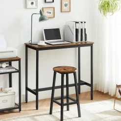 Rootz 3-delt barbordssæt - vintage brun-sort - spånpladestål - 100 cm x 90 cm x 40 cm - 65 cm x 32 cm (Ø x H) - 18,1 kg - 100 kg statisk bæreevne - Ba | Fyndiq