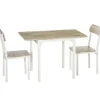 Rootz 2-delt siddegruppe - Sammenklappeligt spisebord med 2 stole - Foldebord - Hvid + Natur - 110 cm x 70 cm x 75 cm