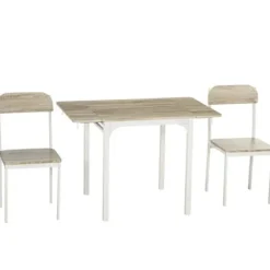 Rootz 2-delt siddegruppe - Sammenklappeligt spisebord med 2 stole - Foldebord - Hvid + Natur - 110 cm x 70 cm x 75 cm