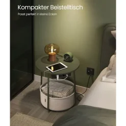 Rootz 3-delt sidebord - Forest Green Creme White - Spånplade Stål Polyester - Bærbare udendørsmøbler - Opbevaringskurv - Letvægts - 45cm x 50cm x 50cm | Fyndiq