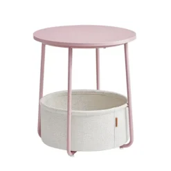 Rootz 3-delt sidebord - Stofkurv - Pastel Pink Cloudy White - Spånplade stål Polyester - Opbevaringsløsning - Nem montering - Letvægts - 45 cm x 50 cm | Fyndiq
