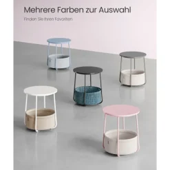 Rootz 3-delt sidebord - Stofkurv - Pastel Pink Cloudy White - Spånplade stål Polyester - Opbevaringsløsning - Nem montering - Letvægts - 45 cm x 50 cm | Fyndiq