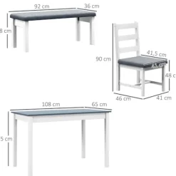 Rootz 4-delt spisebordssæt - Spisestuemøbler - Pladsbesparende spisebordssæt - Komfortable siddepladser - Nem vedligeholdelse - 108 cm x 65 cm x 75 cm | Fyndiq