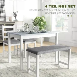 Rootz 4-delt spisebordssæt - Spisestuemøbler - Pladsbesparende spisebordssæt - Komfortable siddepladser - Nem vedligeholdelse - 108 cm x 65 cm x 75 cm | Fyndiq