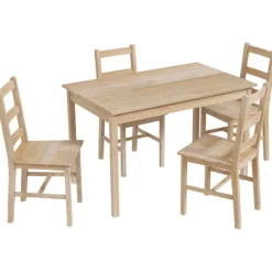 Rootz 5-delt spisebordssæt - Spisestuemøbler - Fyrretræ Spisestuesæt - Pladsbesparende design - Materialer af høj kvalitet - Gulvbeskyttelse - Bord: 1 | Fyndiq