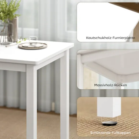 Rootz 3-delt spisebordssæt - Køkkensæt - Kompakt værelsesmøbel - Pladsbesparende - MDF hvid og grå - 80cm x 40,5cm x 74,5cm