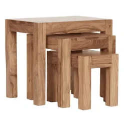 Rootz 3-delt sæt redeborde - Massivt træ - Akacie - Håndlavet - Pladsbesparende - Unikt korn - 45cm x 50cm x 36cm