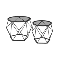 Rootz 2-delt sæt sideborde - Endeborde - Hærdet glasstål - Letvægts - Nem montering - Moderne design - 50 cm x 40 cm x 40 cm & 40 cm x 36 cm x 36 cm | Fyndiq