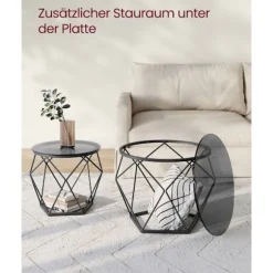 Rootz 2-delt sæt sideborde - Endeborde - Hærdet glasstål - Letvægts - Nem montering - Moderne design - 50 cm x 40 cm x 40 cm & 40 cm x 36 cm x 36 cm | Fyndiq