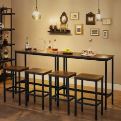 Rootz 3-delt vintage brun-sort barbordsæt - spånpladestål - pubbord - bordhøjdebord - køkkenbord - 100cm x 40cm x 90cm