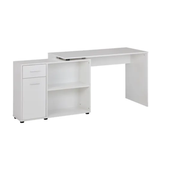 Rootz design hjørne skrivebord med hylde hvid 120 x 75,5 x 106,5 cm - Moderne kontor skrivebord Computer bordstudie - Vinkel skrivebord hjemmekontor | Fyndiq