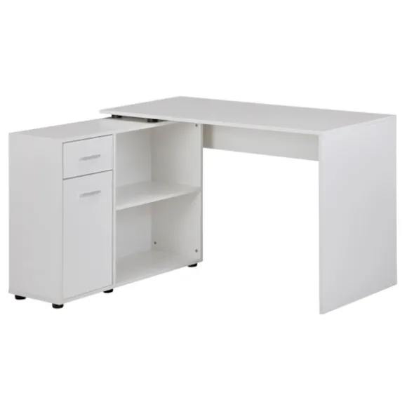 Rootz design hjørne skrivebord med hylde hvid 120 x 75,5 x 106,5 cm - Moderne kontor skrivebord Computer bordstudie - Vinkel skrivebord hjemmekontor | Fyndiq