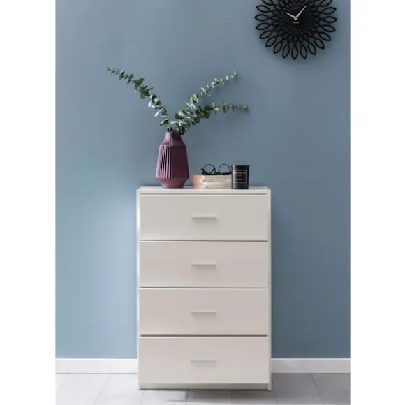 Rootz Design Skænk Hvid Højglans 60x90x30 cm Skænk Træ Moderne - Smal skuffe kommode Spisestue - Lille universalskab entre Linned kommode soveværelse | Fyndiq