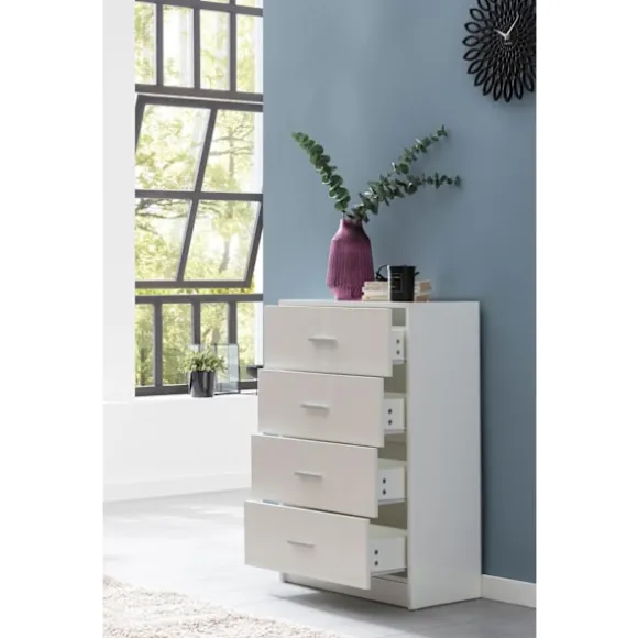 Rootz Design Skænk Hvid Højglans 60x90x30 cm Skænk Træ Moderne - Smal skuffe kommode Spisestue - Lille universalskab entre Linned kommode soveværelse | Fyndiq