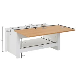 Rootz design sofabord 85 X 47 X 45 cm hvid - eg - Stuebord med opbevaringsplads - Sofabord med opbevaringsrum Moderne - Firkantet sofabord