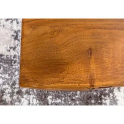 Rootz Design sofabord massivt træbord med trækant 56x38x51 cm - Sheesham træbord med metalben - Stuebord i rustik landstil