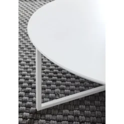 Rootz Design sofabord MDF træ hvid mat stel metal ø 80 cm - Stue lakeret Sofa moderne - Sofabord rund lounge