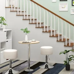 Rootz Designer Hocker - Taburet - Siddestol - Drejeligt sæde - Justerbar stol - Moderne skammel - Roterende sæde - Hvid - 15,7x15,7x10,2 tommer
