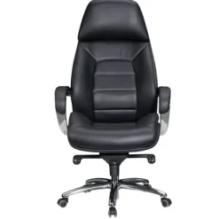Rootz designer kontorstolebetræk i ægte læder sort skrivebordsstol op til 120 kg - XXL design direktionsstol, højdejusterbar - Ergonomisk drejestol me | Fyndiq