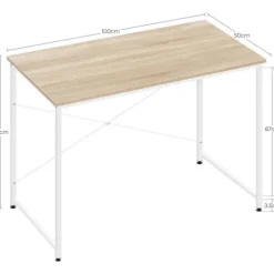 Rootz Desk - Arbejdsbord - Computertabel - Rummelig arbejdsområde - 100x75x50 cm brun og hvid