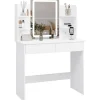 Rootz -dæmningbord med LED -belysning - Makeup -bord - Vanity Desk - USB -opladning - 90x135x40 cm