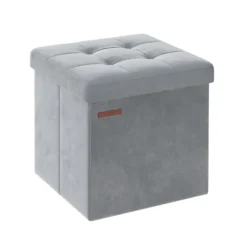Rootz Dove Grå sædekiste - Opbevaring Ottoman - Fodskammel - MDF-fløjlskum - 300 kg Kapacitet - 38 cm x 38 cm x 38 cm