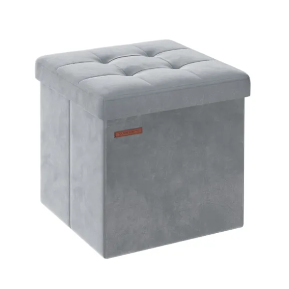 Rootz Dove Grå sædekiste - Opbevaring Ottoman - Fodskammel - MDF-fløjlskum - 300 kg Kapacitet - 38 cm x 38 cm x 38 cm