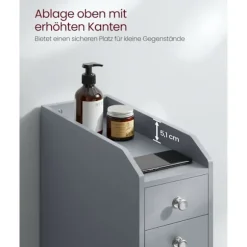 Rootz Dove Grey smalt badeværelsesskab - Opbevaringsskab - Organizer - MDF-materiale - Letvægts - Pladsbesparende - Nem montering - 40cm x 18cm x 70cm | Fyndiq