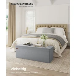 Rootz Dove Grey Velvet Sædekiste - Opbevaring osmannisk - Polstret bænk - MDF-konstruktion - 38 cm x 110 cm x 38 cm - Letvægts - Rummelig - Robust