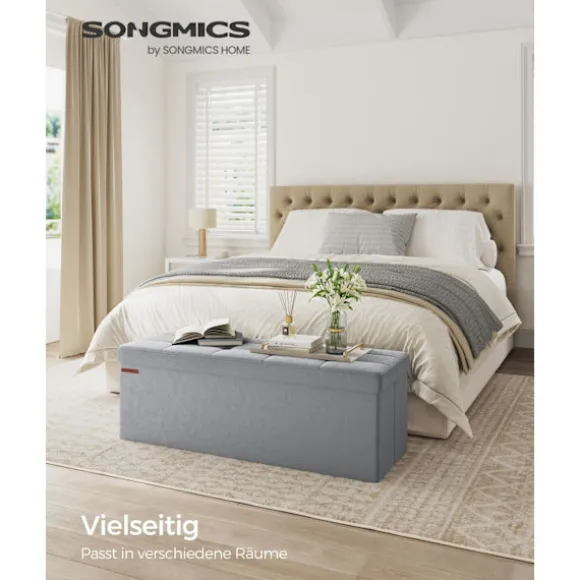 Rootz Dove Grey Velvet Sædekiste - Opbevaring osmannisk - Polstret bænk - MDF-konstruktion - 38 cm x 110 cm x 38 cm - Letvægts - Rummelig - Robust