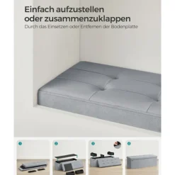 Rootz Dove Grey Velvet Sædekiste - Opbevaring osmannisk - Polstret bænk - MDF-konstruktion - 38 cm x 110 cm x 38 cm - Letvægts - Rummelig - Robust