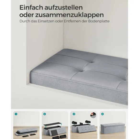 Rootz Dove Grey Velvet Sædekiste - Opbevaring osmannisk - Polstret bænk - MDF-konstruktion - 38 cm x 110 cm x 38 cm - Letvægts - Rummelig - Robust