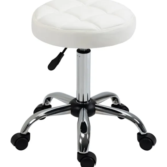 Rootz drejestol - Rulleskammel - Højdejusterbar salontaburet - Kunstlæder - Armløst design - Elegant quiltet mønster - 35,5 cm x 51-67 cm
