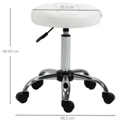 Rootz drejestol - Rulleskammel - Højdejusterbar salontaburet - Kunstlæder - Armløst design - Elegant quiltet mønster - 35,5 cm x 51-67 cm