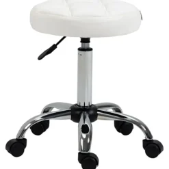 Rootz drejestol - Rulleskammel - Højdejusterbar salontaburet - Kunstlæder - Armløst design - Elegant quiltet mønster - 35,5 cm x 51-67 cm