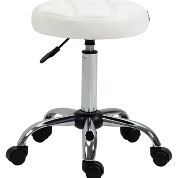 Rootz drejestol - Rulleskammel - Højdejusterbar salontaburet - Kunstlæder - Armløst design - Elegant quiltet mønster - 35,5 cm x 51-67 cm