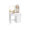 Rootz Dressing Bord med LED -belysning - Vanity - Makeup -bord - Hvid finish - 40 x 90 x 138 cm